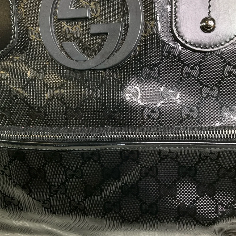Gucci Imprime GG Logo Black Coated Canvas Large Duffle Bag